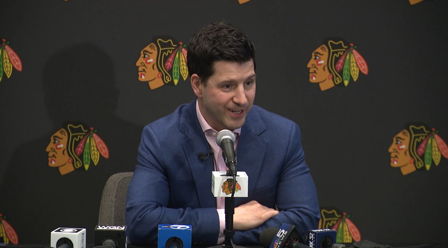 Blackhawks GM Kyle Davidson talks winning No. 3 overall pick, updates coaching search