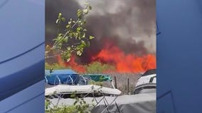 Massive fire breaks out near marina in north Chicago suburbs
