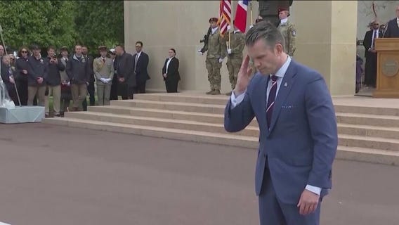 Hegseth marks D-Day in France, pushes for NATO spending boost