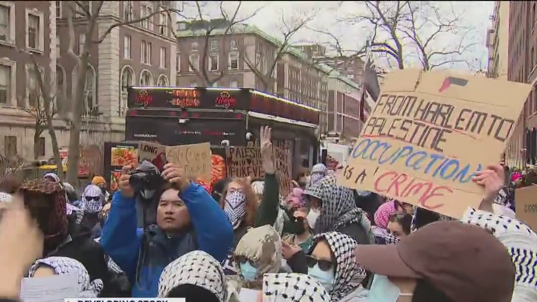 Protesters rally at City College in Harlem