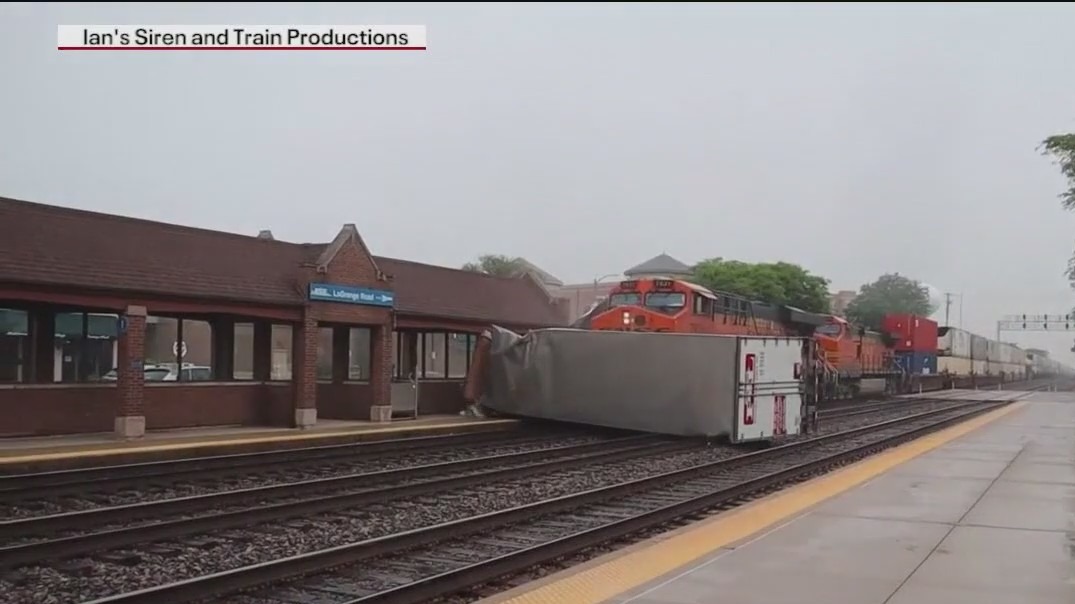 Freight train vs. semi-truck at La Grange Station