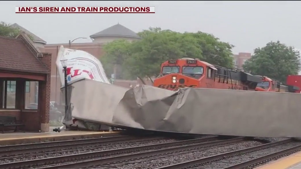 Freight train hits semi truck in La Grange, shutting down Metra service