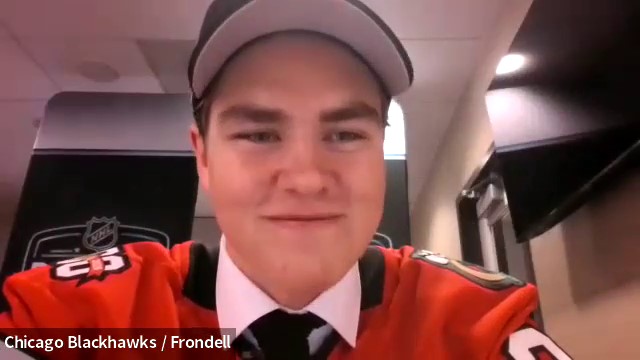 Blackhawks No. 3 overall pick Anton Frondell meets with the media