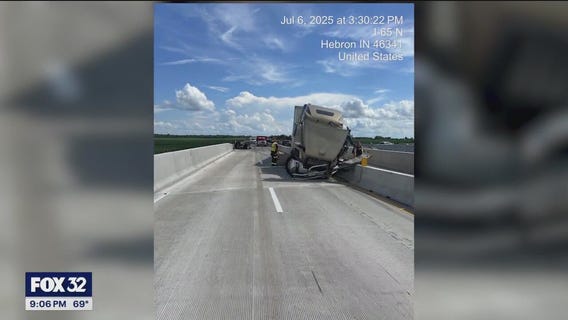 Semi-truck rollover causes major road closures on I-65