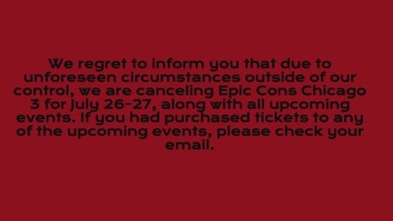 Epic Cons Chicago 3 abruptly canceled just 1 week before opening | ChicagoNOW