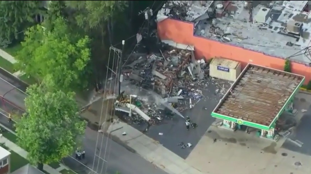Explosion levels Berwyn gas station, forces evacuations amid storm response
