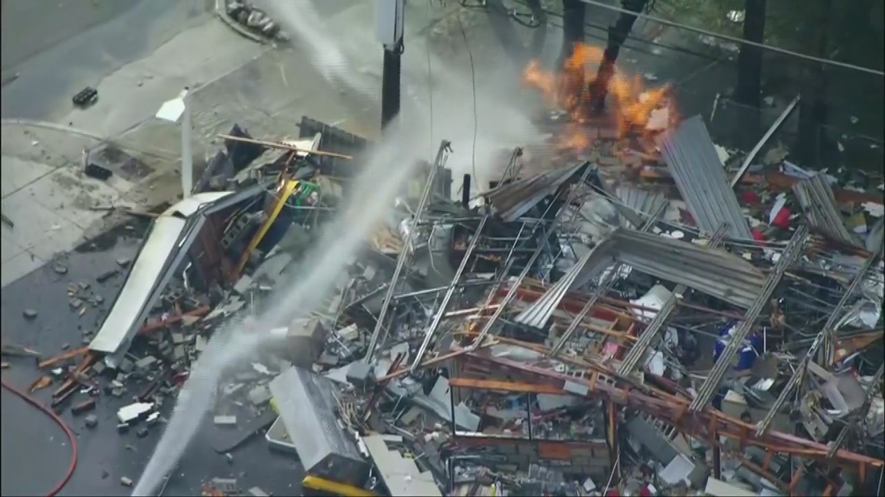 Aftermath of large blaze near Berwyn gas station