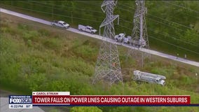 Tower falls on power lines causing outage in western suburbs
