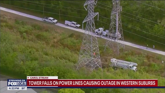 Tower falls on power lines causing outage in western suburbs