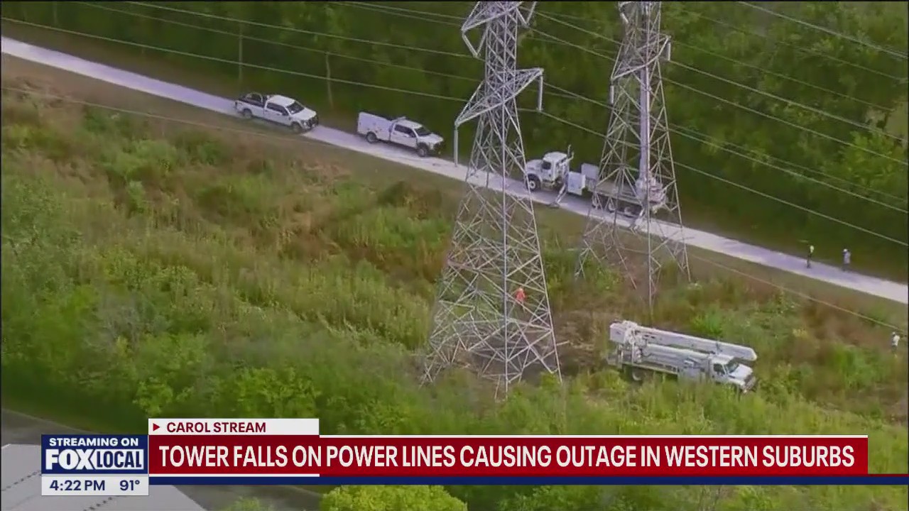 Tower falls on power lines causing outage in western suburbs
