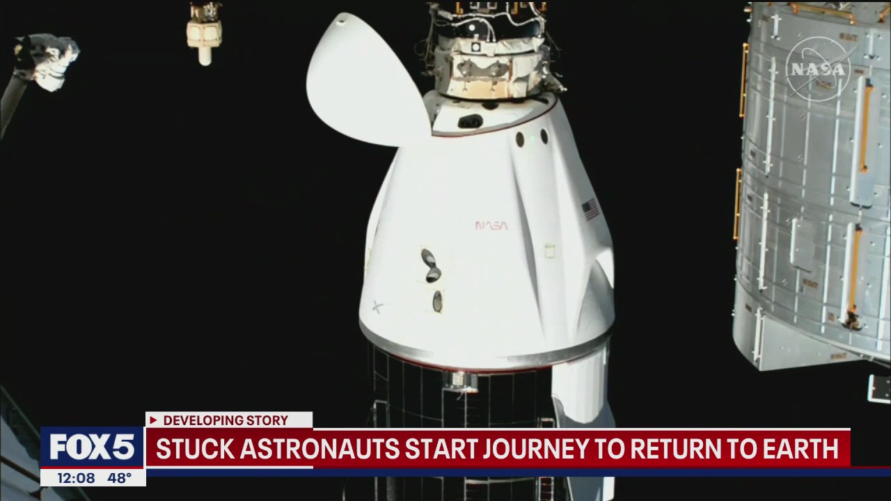 Stuck astronauts start journey back to Earth