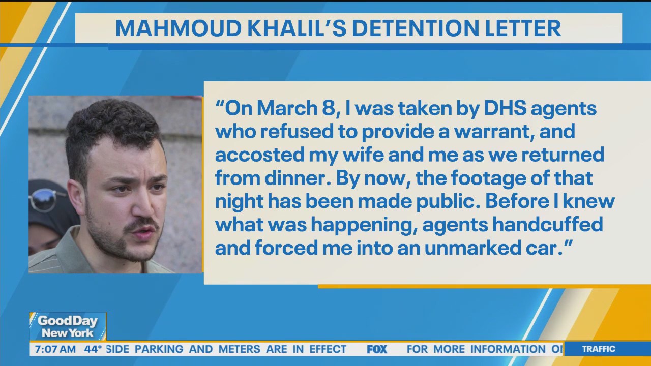 Mahmoud Khalil breaks silence from detention center