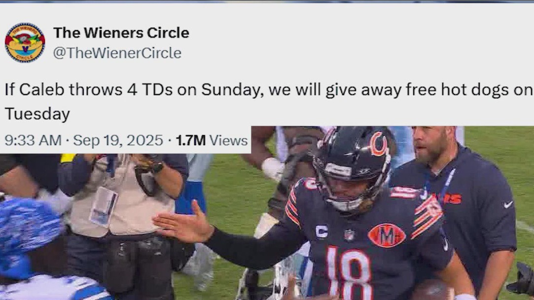 The Wieners Circle to dish out free hot dogs after Caleb Williams' big day