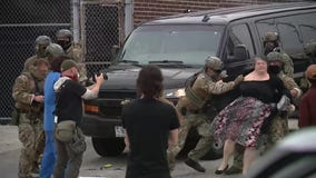 WATCH: Ice protest turns confrontational outside suburban Chicago facility
