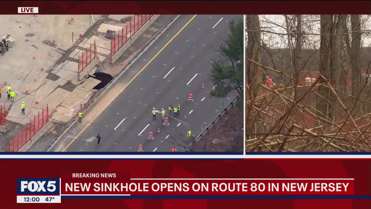 Latest: Sinkhole on Route 80 in NJ shut down in both directions