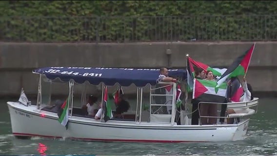 Activists set sail on Chicago River in support of Gaza aid flotilla