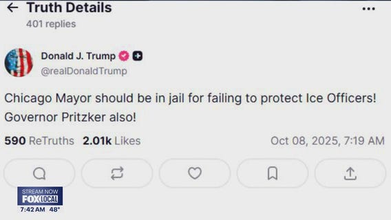 Trump says Johnson, Pritzker 'should be in jail' for not protecting ICE