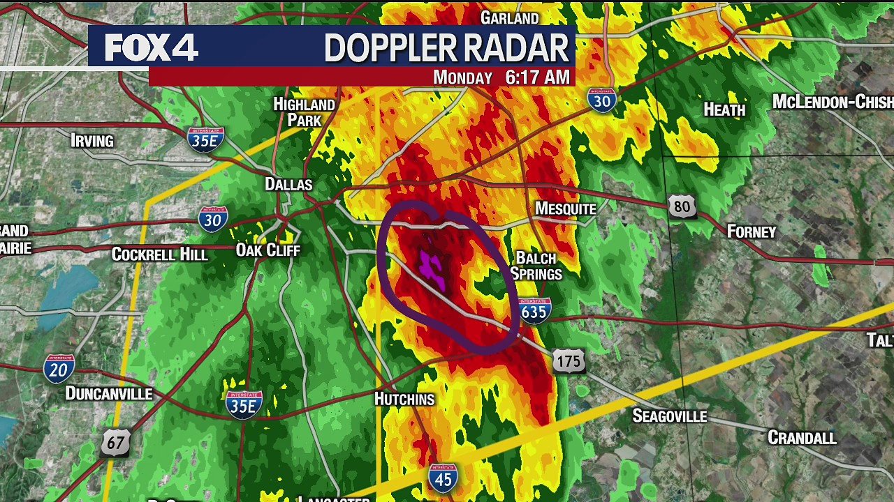 Monday morning storms producing some hail