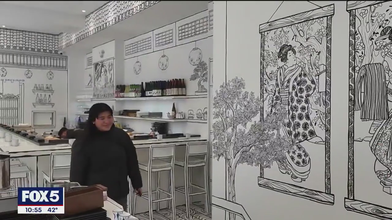 2D black-and-white restaurant opens in NYC