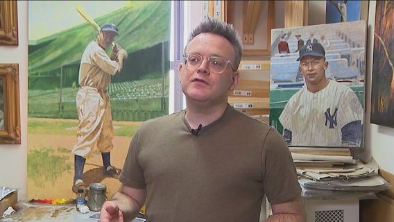 New York artist paints portraits of baseball legends