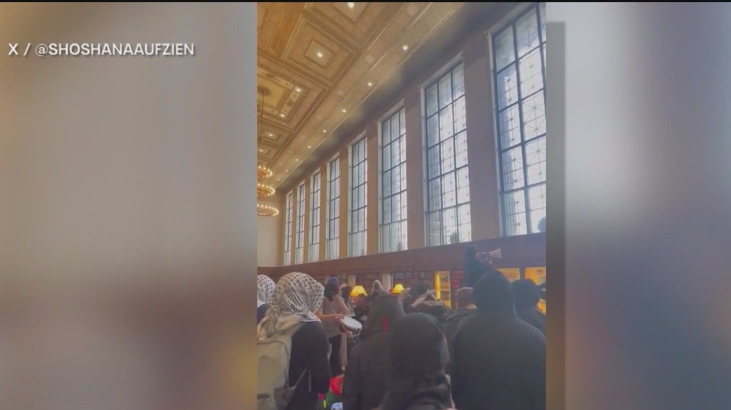 Pro-Palestinian protesters storm Columbia's library