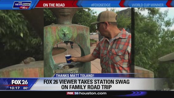 FOX 26 viewer takes station swag on their family trip
