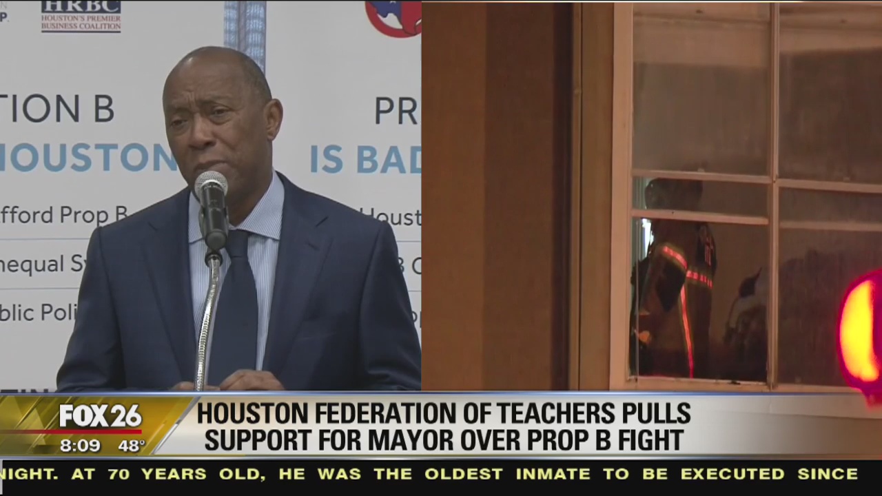 Houston Federation of Teachers pulls support for Mayor over Prop B fight