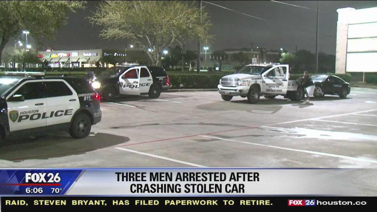 Stolen car tracked and car crashes into Sharpstown home