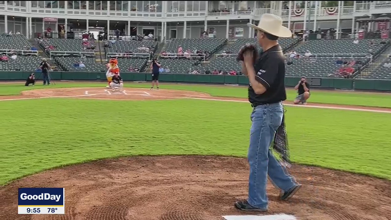 Chip Waggoner throws first pitch at Frisco RoughRiders game
