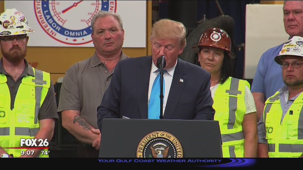 Trump signs 2 executive orders during Crosby visit