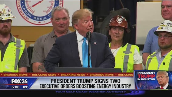 President Trump signs 2 executive orders boosting energy industry during Crosby visit