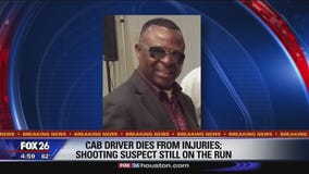 Cab driver dies from injuries; shooting suspect still on the run