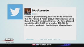 Couple pledges $10,000 for a total of $20,000 for information on Maleah Davis' disappearance