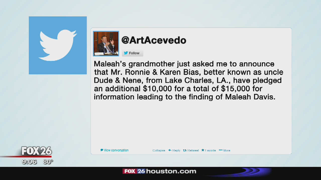 Couple pledges $10,000 for a total of $20,000 for information on Maleah Davis' disappearance