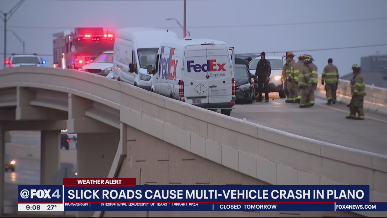 Slick roads cause multi-vehicle pileup crash in Plano | FOX 4 Dallas ...