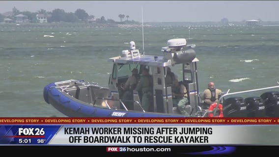 Kemah employee missing after jumping of boardwalk to rescue kayaker