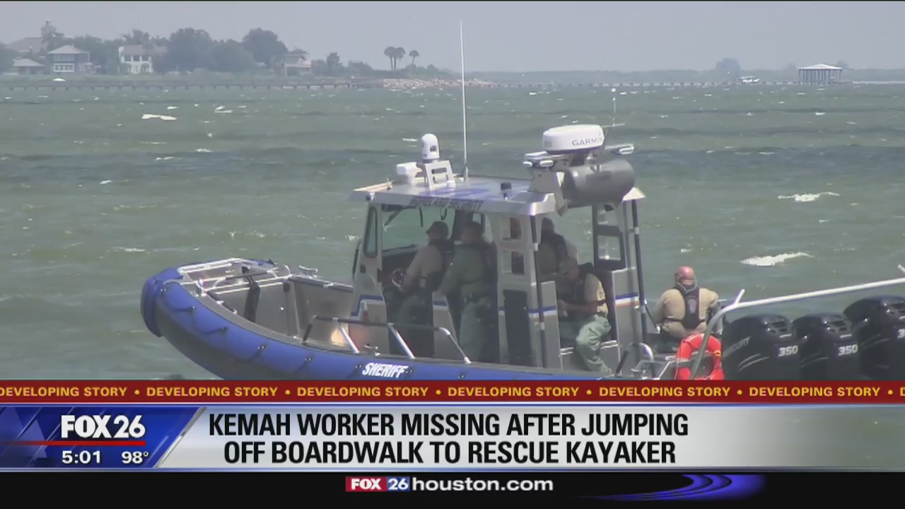 Kemah employee missing after jumping of boardwalk to rescue kayaker