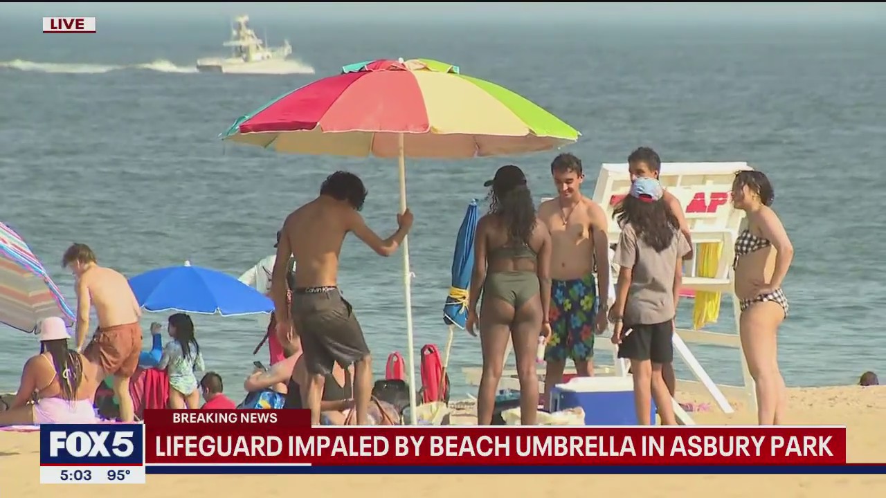 Lifeguard impaled by beach umbrella at Jersey Shore