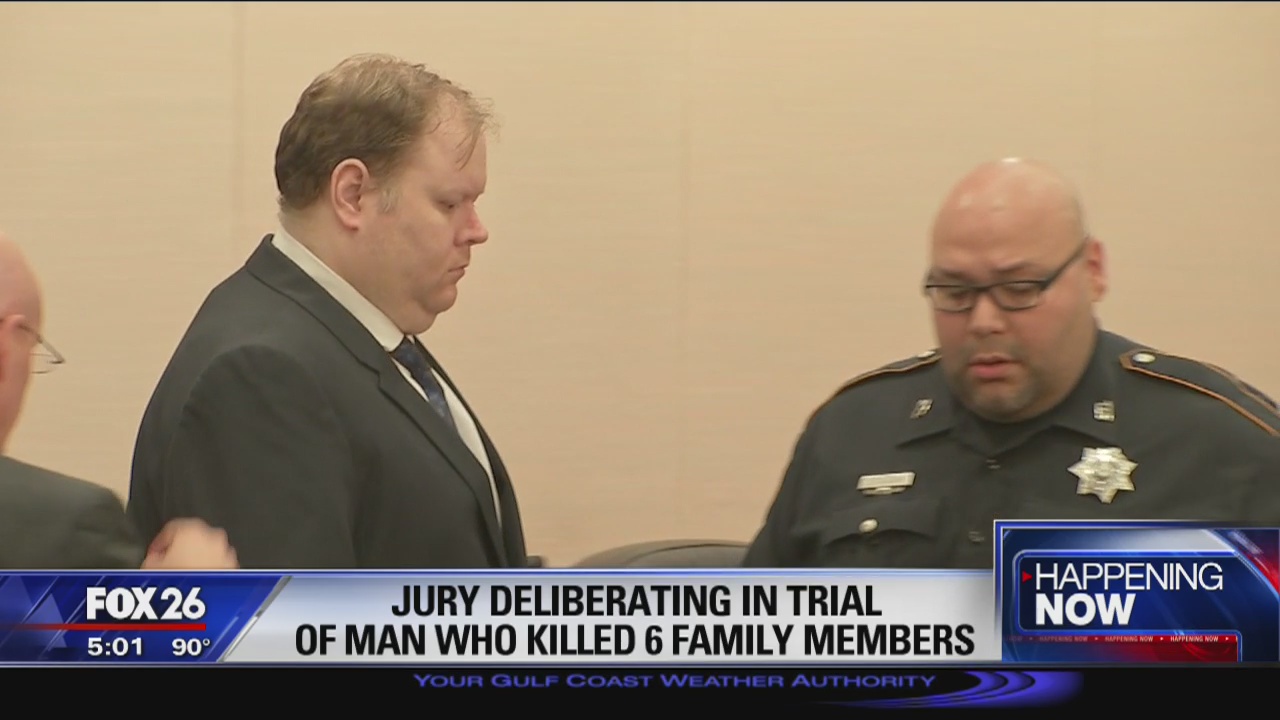 Jury deliberating in trial of man accused of murdering six family members