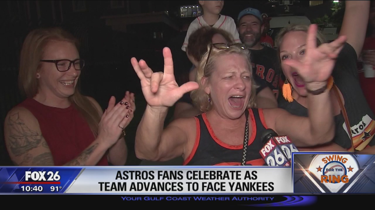 Astros fans celebrate as team advances to face Yankees