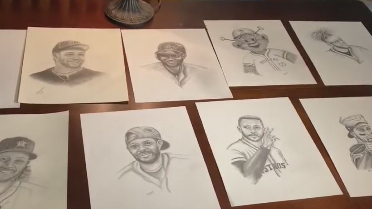 Astros superfan draws portraits of each player