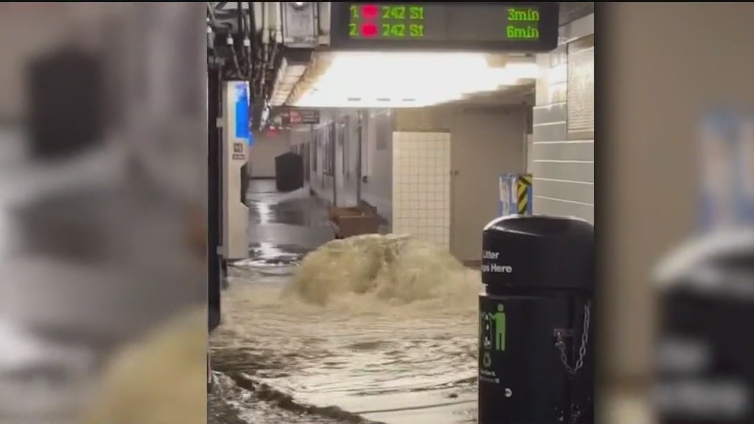 Flash flooding inside NYC subway stations