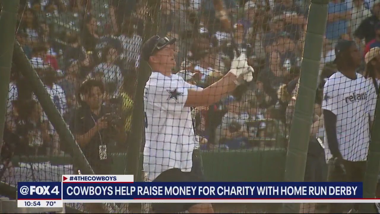Dallas Cowboys players get competitive at charity home run derby event