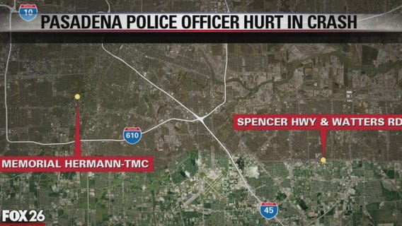 Pasadena police officer hurt in crash