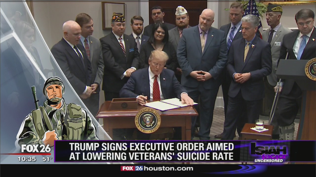 Trump signs executive order aimed at lowering veterans' suicide rate