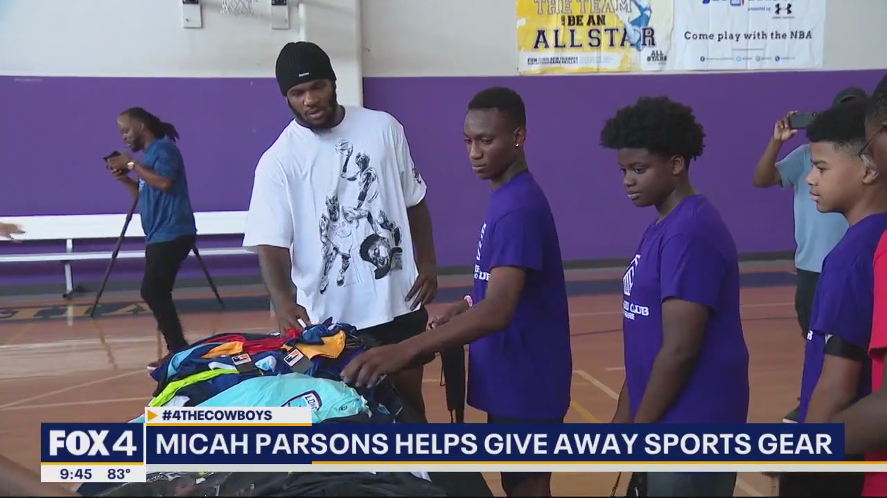 Micah Parsons hands out sports gear in Grand Prairie