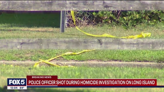 Police officer struck by gunfire during homicide investigation on Long Island