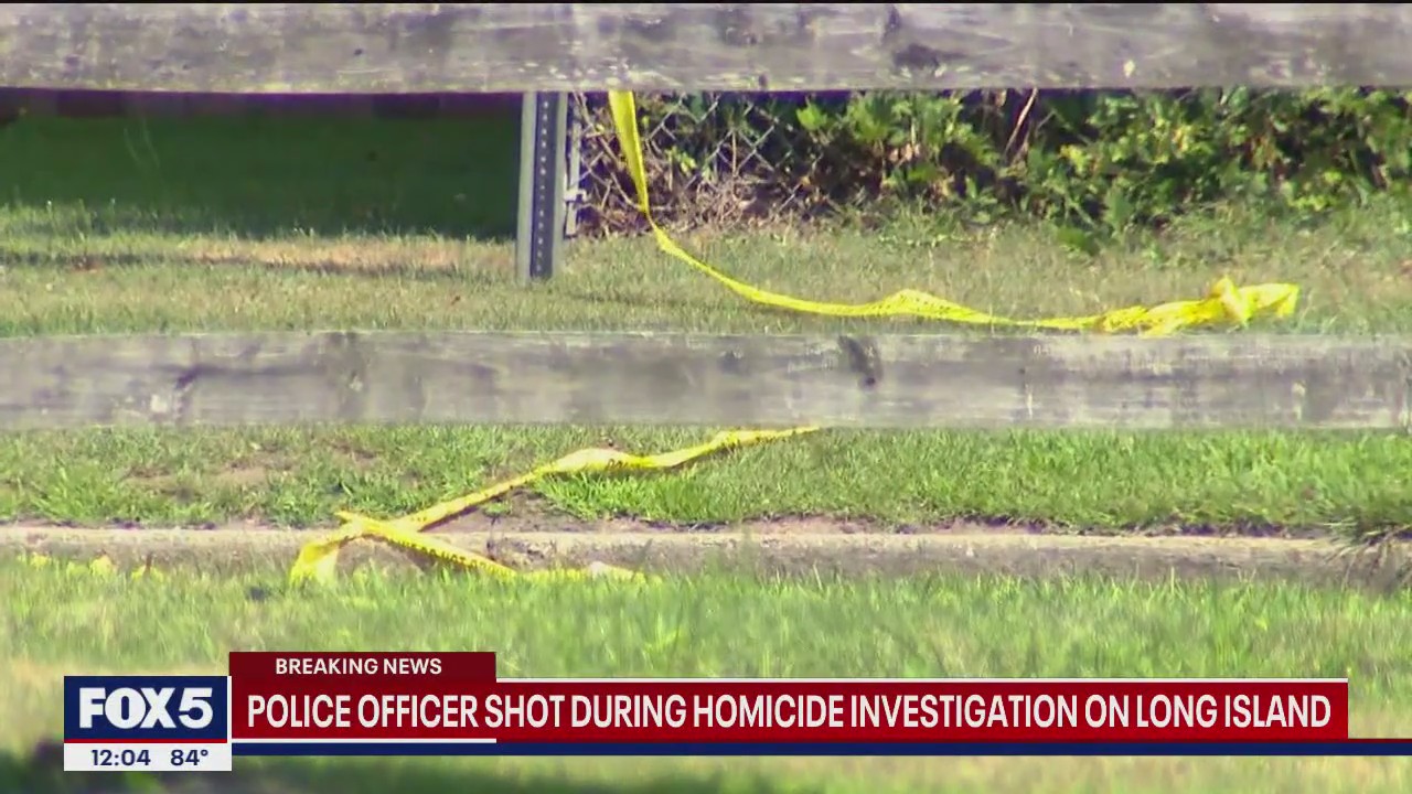 Police officer struck by gunfire during homicide investigation on Long Island