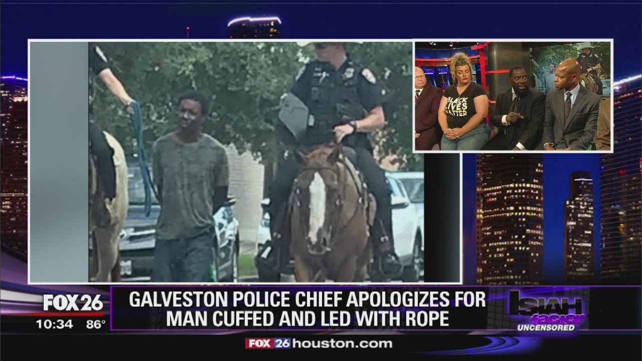 Galveston police chief apologizes for man cuffed and led with rope