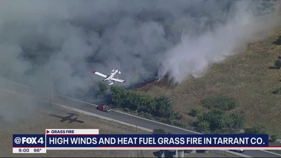 Tarrant County grass fire sparked by construction crew